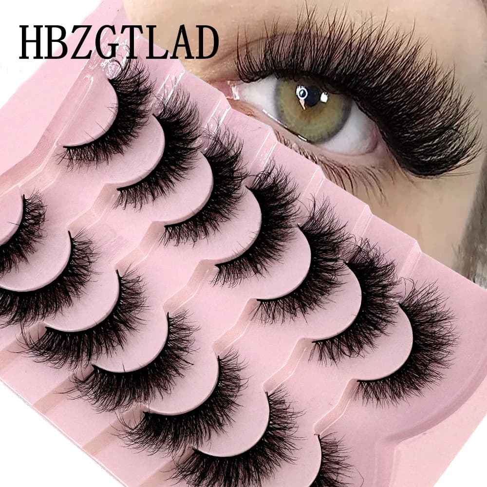 7pairs Natural Russian Strip Lashes Fluffy Mink Lashes 3D False Eyelashes Fluffy Volume Eyelashes Fake Eyelash Extension Make Up