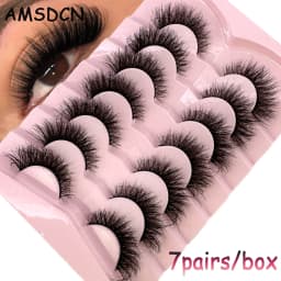 7pairs Natural Russian Strip Lashes Fluffy Mink Lashes 3D False Eyelashes Fluffy Volume Eyelashes Fake Eyelash Extension Make Up