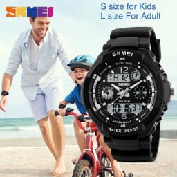 SKMEI 1060 Dual Display Quartz Watch for Kids Waterproof Sport Children Anti-Shock Boy Girl Digital Wristwatches Relogio 0931