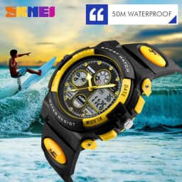 SKMEI Back Light Dual Time Display Sports Kids Watches Children Military 5Bar Waterproof Chrono Alarm Wristwatch For Boys Girls