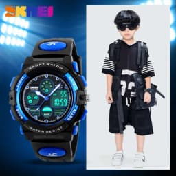 SKMEI Back Light Dual Time Display Sports Kids Watches Children Military 5Bar Waterproof Chrono Alarm Wristwatch For Boys Girls