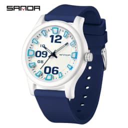 SANDA 3252 Popular Student Quartz Watch Fashionable And Simple Waterproof Silicone Tape Children's Quartz Watch 2024