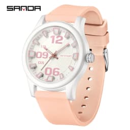 SANDA 3252 Popular Student Quartz Watch Fashionable And Simple Waterproof Silicone Tape Children's Quartz Watch 2024