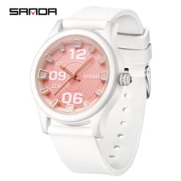 SANDA 3252 Popular Student Quartz Watch Fashionable And Simple Waterproof Silicone Tape Children's Quartz Watch 2024