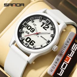SANDA 3252 Popular Student Quartz Watch Fashionable And Simple Waterproof Silicone Tape Children's Quartz Watch 2024