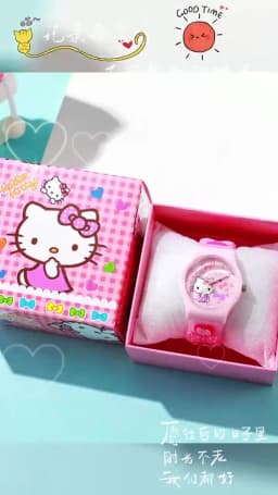 3D Hello Kitty Children's Watches with box Cinnamoroll Kuromi Melody Girls Watch Anime Action Figures Model Toys Kid Clock Gift
