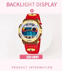 OHSEN Kids Sport Watches 50M Waterproof Red Cartoon Digital Wristwatch Stopwatch Electronic LED Children Watch For Boys Girls
