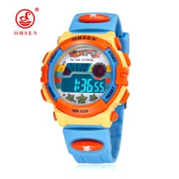 OHSEN Kids Sport Watches 50M Waterproof Red Cartoon Digital Wristwatch Stopwatch Electronic LED Children Watch For Boys Girls