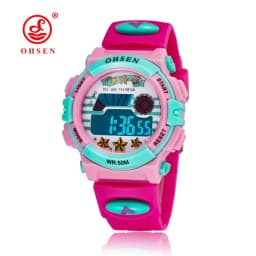 OHSEN Kids Sport Watches 50M Waterproof Red Cartoon Digital Wristwatch Stopwatch Electronic LED Children Watch For Boys Girls