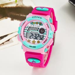 OHSEN Kids Sport Watches 50M Waterproof Red Cartoon Digital Wristwatch Stopwatch Electronic LED Children Watch For Boys Girls