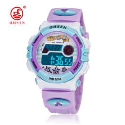 OHSEN Kids Sport Watches 50M Waterproof Red Cartoon Digital Wristwatch Stopwatch Electronic LED Children Watch For Boys Girls