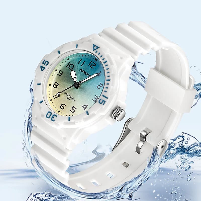 UTHAI Student Watch Fashion Trend Outdoor Sports Fresh 50M Waterproof PU Soft Female Middle School Student Youth Clock Watches