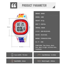 SKMEI 2290 Cool Vitality Stopwatch Digital Sports Watches Male Fashion 5Bar Waterproof Wristwatch For Teenager Boys and Girls