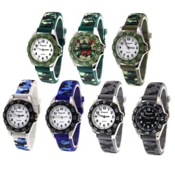 Chaoyada Children Boys Girls Watch Silicone Military Camouflage Strap Quartz Wristwatch Kids Birthday Gifts Students Watches