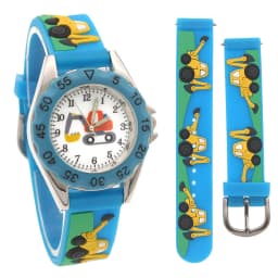 High Quality New Student Children's Cartoon Excavator Silicone Strap Quartz Watches Kids Boys Watch