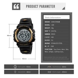 SKMEI 1266 Boys Girls Watch Alarm Clock 5Bar Waterproof Kids Wristwatches LED light Display Digital Children's Watches