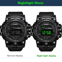 Men's Watch Fashion Sports Electronic Wristwatch Large Dial Multifunctional Waterproof Luminous Alarm Kids Male's Military Watch