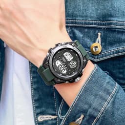 Black Sports Watch for Kids Students Men's Multifunction LED Digital Watch Waterproof Luminous Alarm Clock Electronic Watches