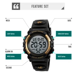 Skmei 1266 Timing Digital Children's Watch Boys and Girls' Alarm Clock 5Bar Waterproof Children's LED Watches 1258 1689 1999