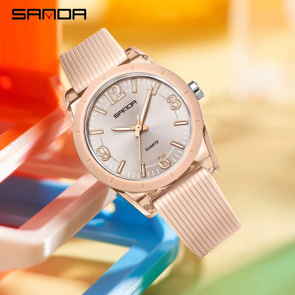 Fashion SANDA 6277 Student Quartz Watch Silicone Strap Multi Functional Sports Waterproof Student Quartz Watch