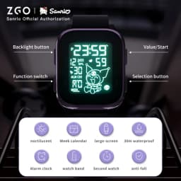 ZGO  Sanrio Kuromi Kids digital watch For girls Square Sporty Waterproof Electronic watch Alarm clock Gift 878