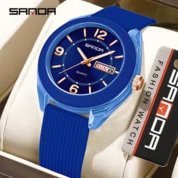 SANDA New 6287 Male And Female Students Leisure Exam Quartz Watch Night Light Waterproof Double Calendar Quartz Watch