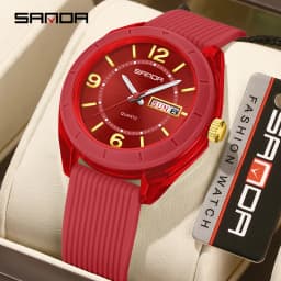 SANDA New 6287 Male And Female Students Leisure Exam Quartz Watch Night Light Waterproof Double Calendar Quartz Watch