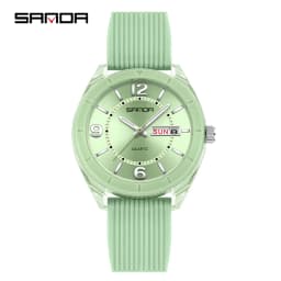 SANDA New 6287 Male And Female Students Leisure Exam Quartz Watch Night Light Waterproof Double Calendar Quartz Watch