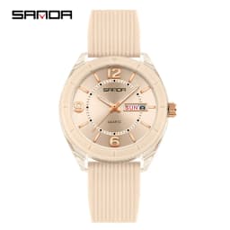 SANDA New 6287 Male And Female Students Leisure Exam Quartz Watch Night Light Waterproof Double Calendar Quartz Watch