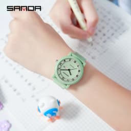 SANDA 3325 Fashion Children's Quartz Watch Dual Calendar Display Waterproof Simple Fashion Children's Quartz Watch