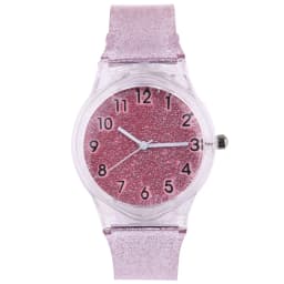 Pink Kids Transparent Glitter Silicone Wristwatch Creative Cool Adjustable Strap Children Watch Shiny Kids Watch