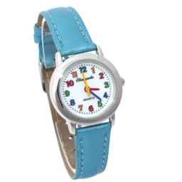 Colorful Dial Leather Watch 10 Colors Cute Lovely Quartz Wristwatch for Girls Boys Women Kids Cartoon Design Student Gift