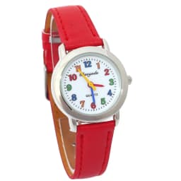 Colorful Dial Leather Watch 10 Colors Cute Lovely Quartz Wristwatch for Girls Boys Women Kids Cartoon Design Student Gift