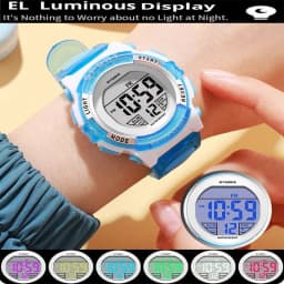 Synoke Kids Digital Watches Colorful Light PU Strap 50M Waterproof Led Sport's Children Wristwatch Boy Girl Alarm Clock