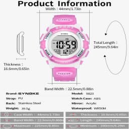 Synoke Kids Digital Watches Colorful Light PU Strap 50M Waterproof Led Sport's Children Wristwatch Boy Girl Alarm Clock