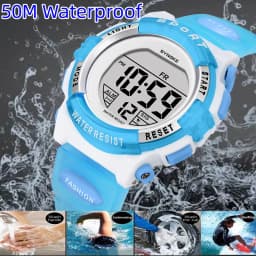 Synoke Kids Digital Watches Colorful Light PU Strap 50M Waterproof Led Sport's Children Wristwatch Boy Girl Alarm Clock