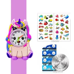 Boys Girls Watches Baby Kindergarten Party Gift Children Study Time Toy Wristwatches Slap Bracelet Clock Cartoon Kids Watches 22