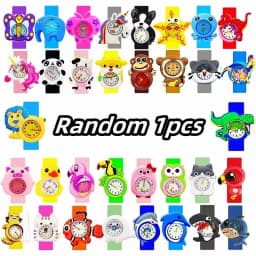 Boys Girls Watches Baby Kindergarten Party Gift Children Study Time Toy Wristwatches Slap Bracelet Clock Cartoon Kids Watches 22
