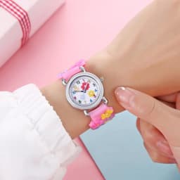 Cute cartoon 3D flower  Rex silicone strap children's watch Kids Student Watch