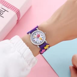 Cute cartoon 3D flower  Rex silicone strap children's watch Kids Student Watch