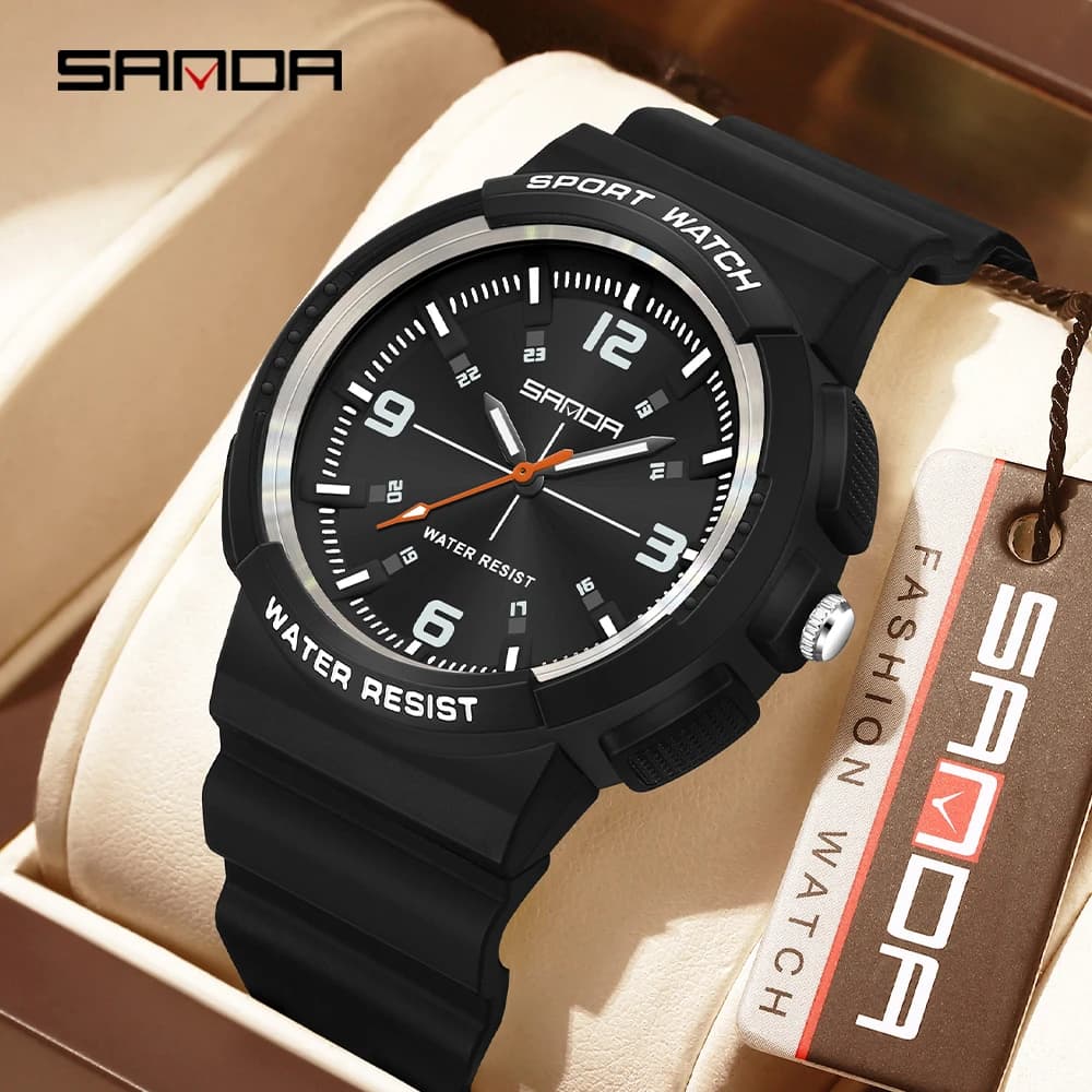 SANDA New 3284 Fashion Student Quartz Watch Simple Waterproof Silicone Strap Night Light Male and Female Student Quartz Watch ﻿