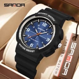 SANDA New 3284 Fashion Student Quartz Watch Simple Waterproof Silicone Strap Night Light Male and Female Student Quartz Watch ﻿