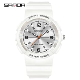 SANDA New 3284 Fashion Student Quartz Watch Simple Waterproof Silicone Strap Night Light Male and Female Student Quartz Watch ﻿