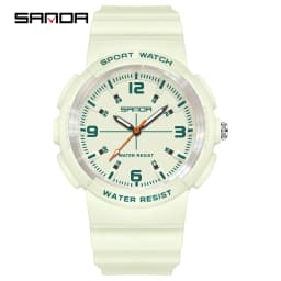 SANDA New 3284 Fashion Student Quartz Watch Simple Waterproof Silicone Strap Night Light Male and Female Student Quartz Watch ﻿