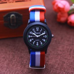 Fashion Women Man Canvas Color Stripes Strap Watches Children 24 Hours Quartz Luminous Pointer Students Cool Waterproof Watches