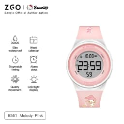 ZGO Sanrio Hello Kitty Kids Watch for Girls Cute Electronic Digital Wristwatch Waterproof and Luminous Watch Birthday Gift 8551