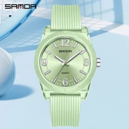 SANDA Top Brand 6277 Transparent Case Children's Quartz Watch Waterproof Night Light Leisure Student Quartz Watch 2025