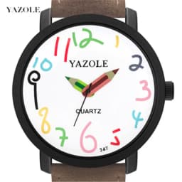 Top Brand YAZOLE Children's Watch Fashion Pencil Pointer Quartz Watch Leather Belt Fashion Sport Watch for Kids Boys Girls