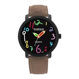 Top Brand YAZOLE Children's Watch Fashion Pencil Pointer Quartz Watch Leather Belt Fashion Sport Watch for Kids Boys Girls