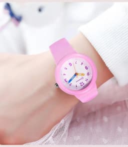 Pink Quartz Children Watches Silicone Strap Waterpoof Blue Analog Kids Wriwtches for Girls Boys